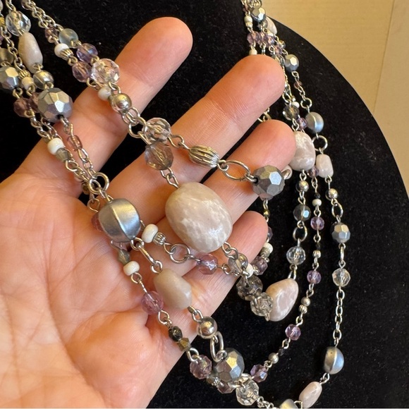 5-Strand Genuine Jade Gemstone Beaded Lia Sophia "Sugar Plum" Statement Necklace - Picture 5 of 16